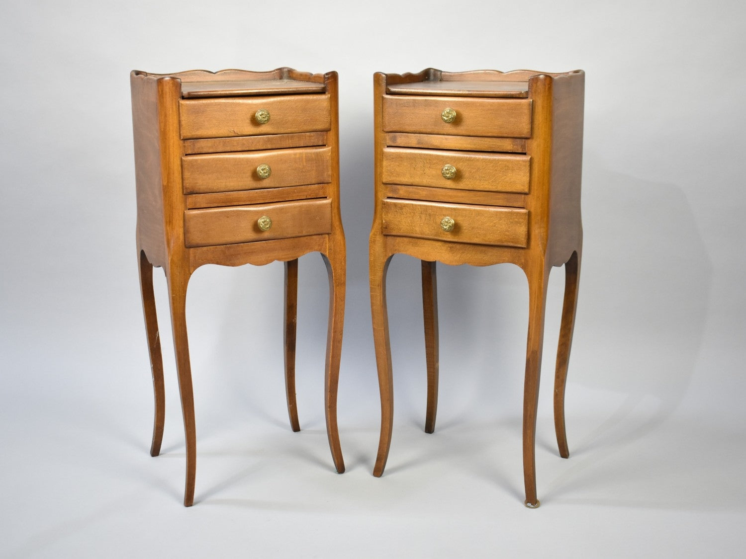 Pair of French Cherry Wood Bedside Tables