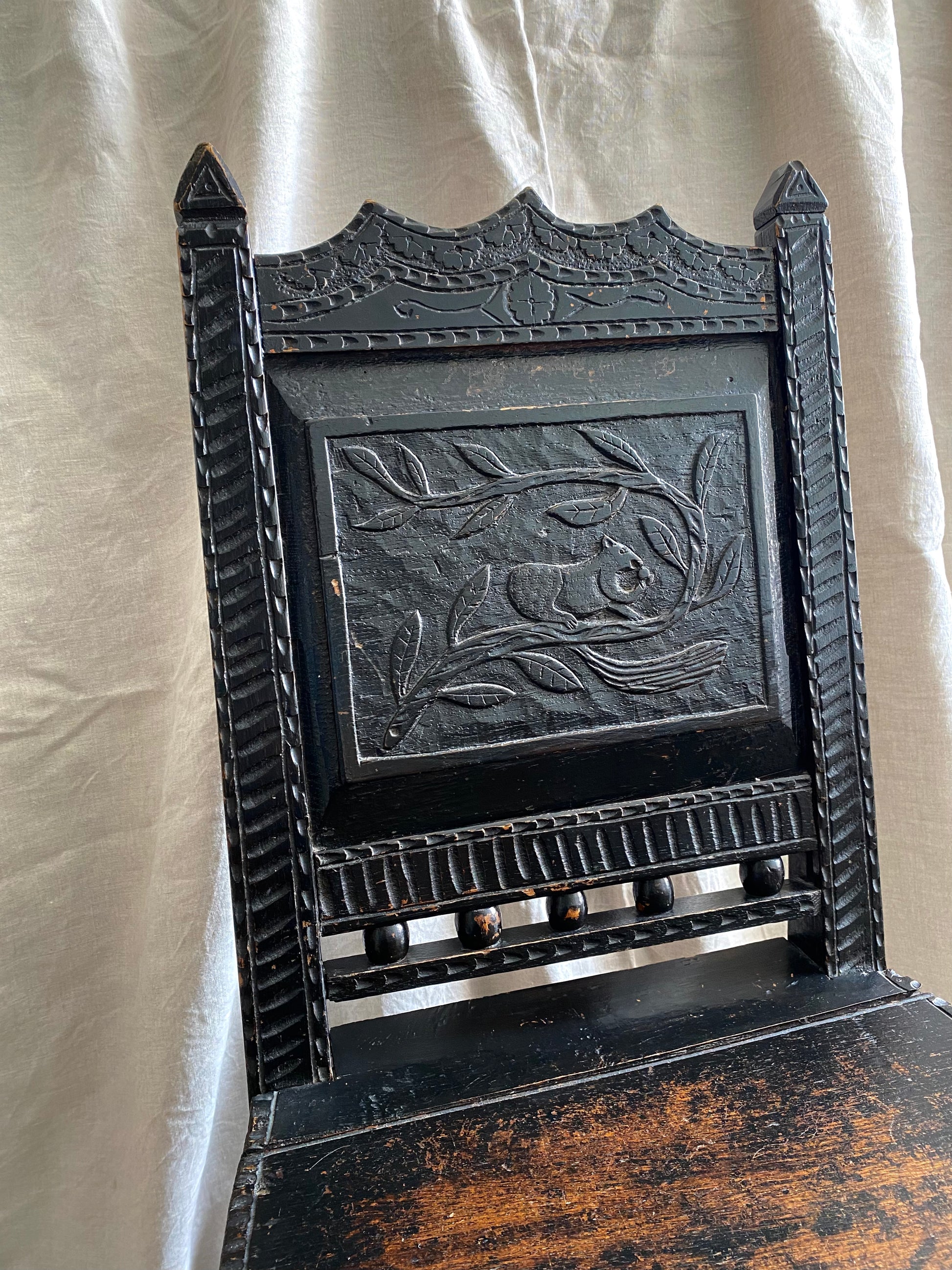Victorian Jacobean Revival Carved Hall Chair
