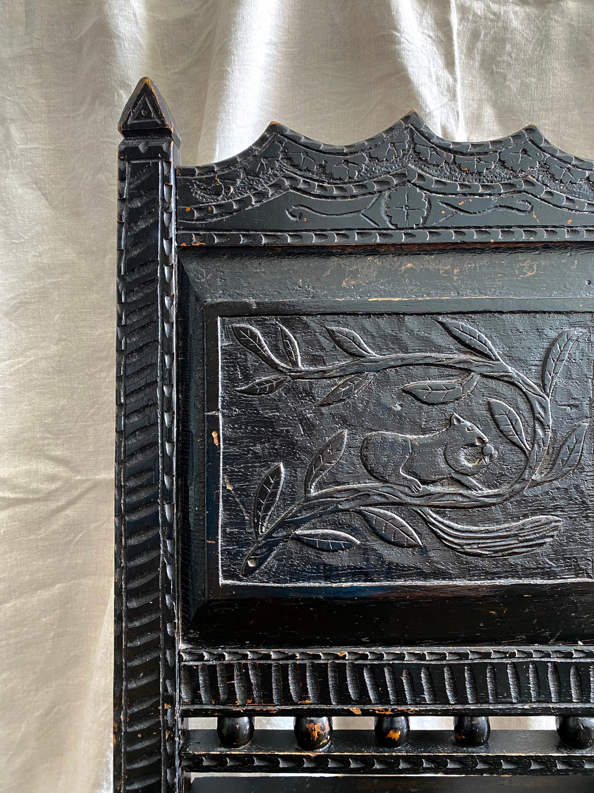 Victorian Jacobean Revival Carved Hall Chair