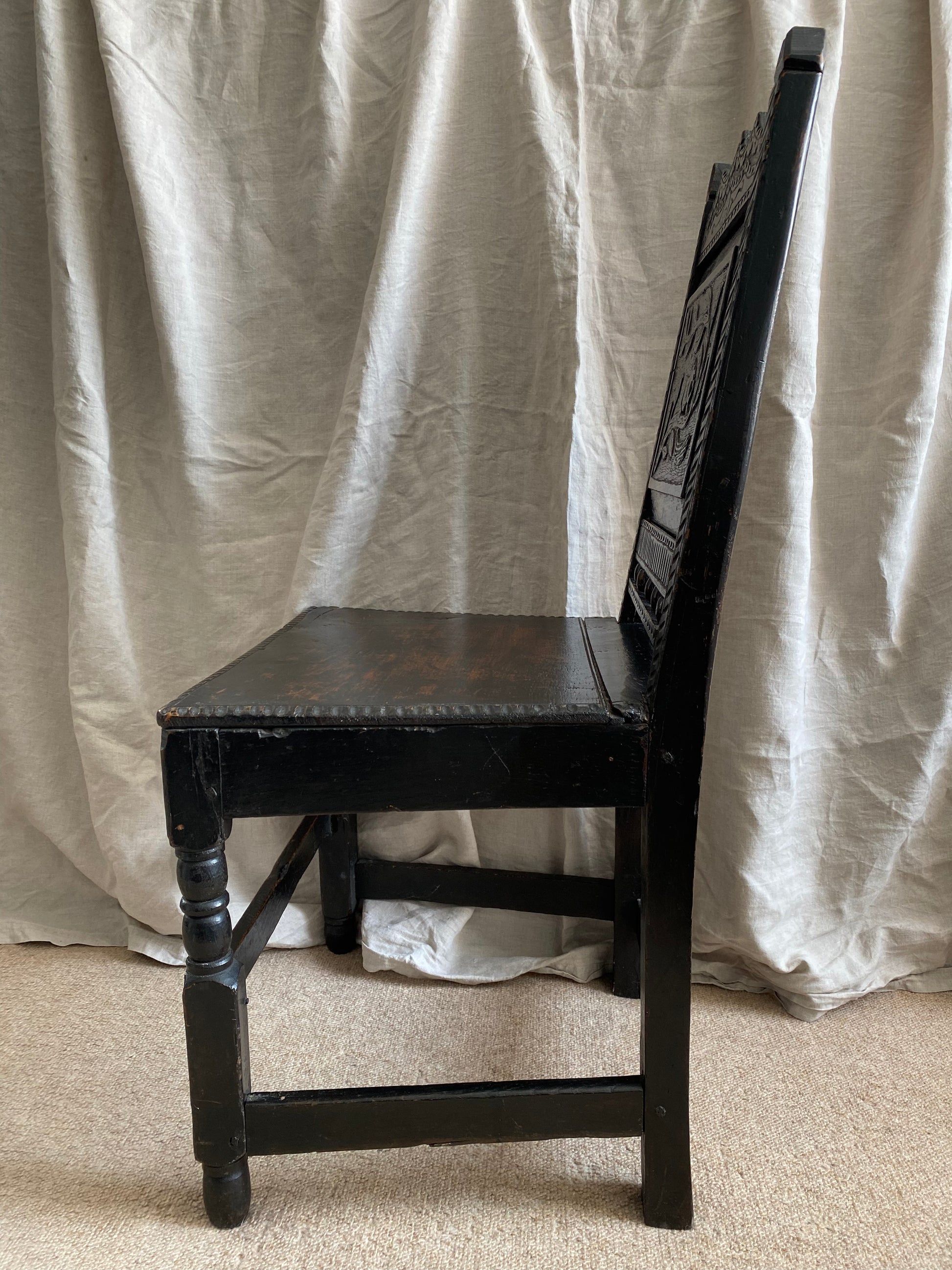 Victorian Jacobean Revival Carved Hall Chair