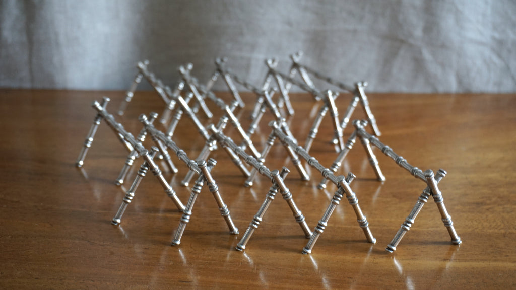 Set of Ten Silver Plated Bamboo Knife Rests