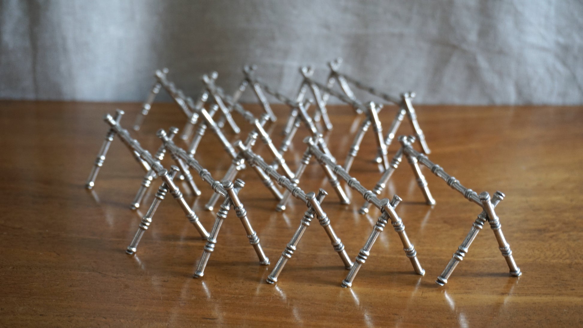 Set of Ten Silver Plated Bamboo Knife Rests