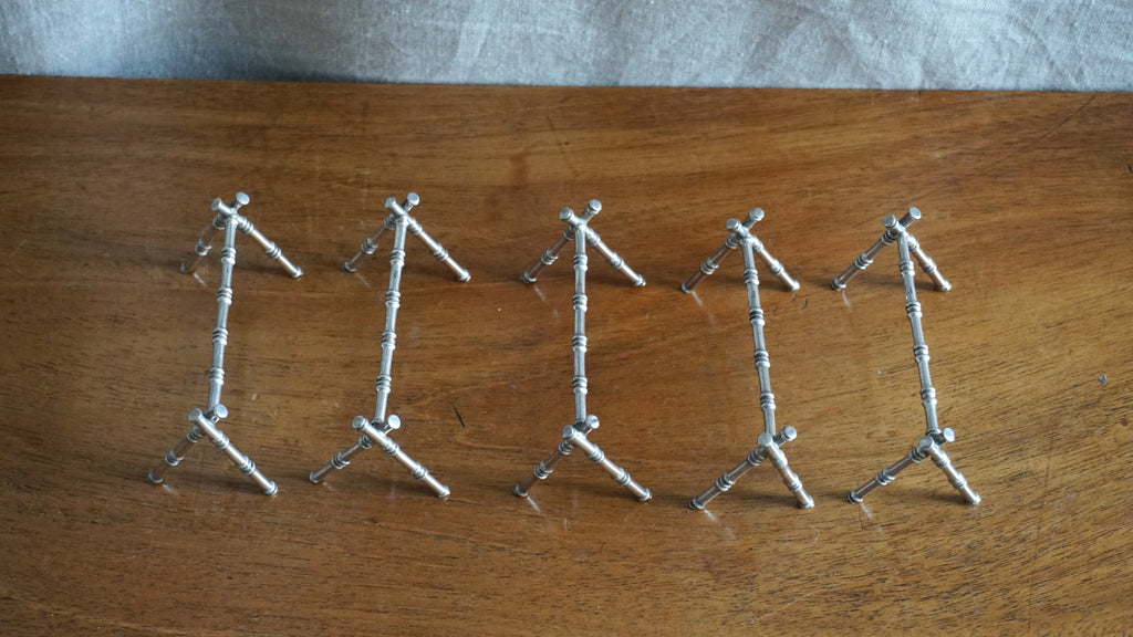 Set of Ten Silver Plated Bamboo Knife Rests