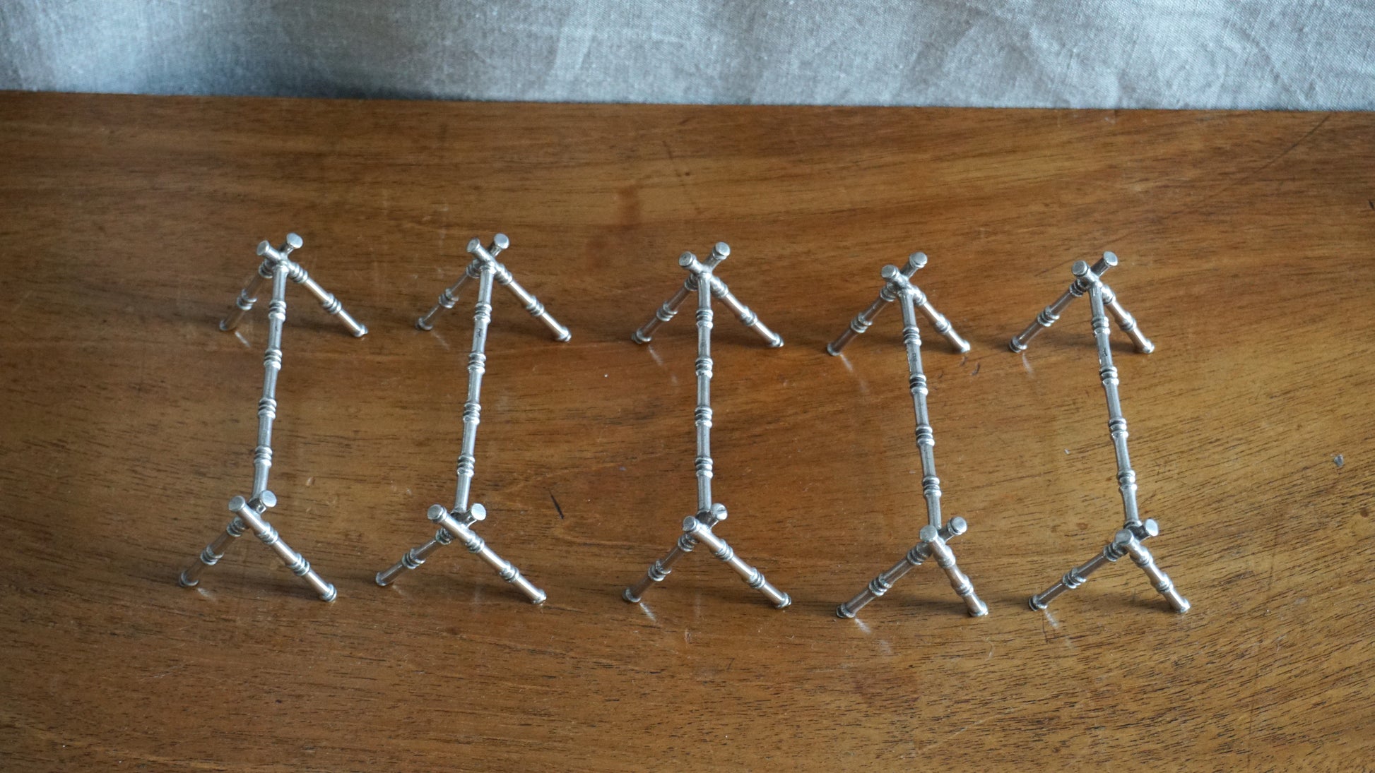 Set of Ten Silver Plated Bamboo Knife Rests