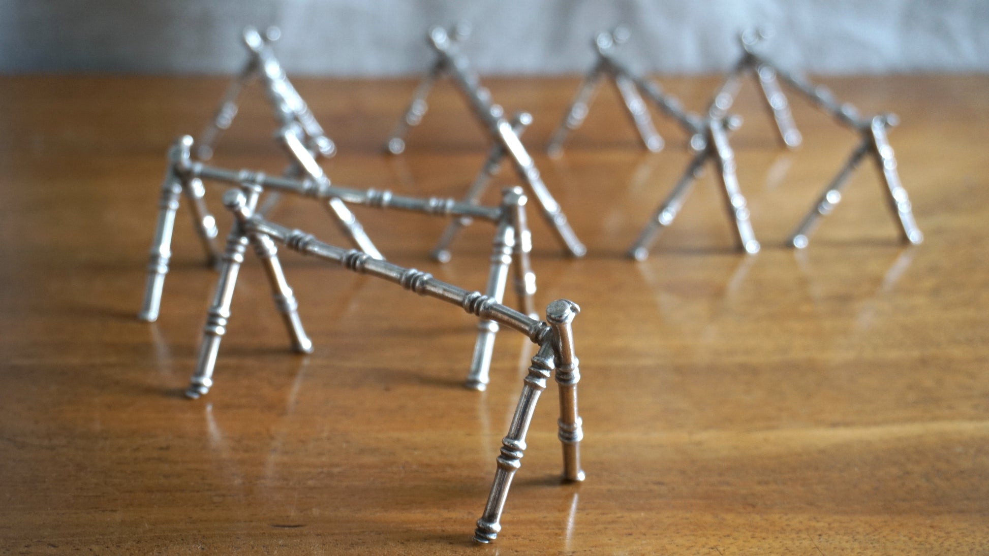 Set of Ten Silver Plated Bamboo Knife Rests