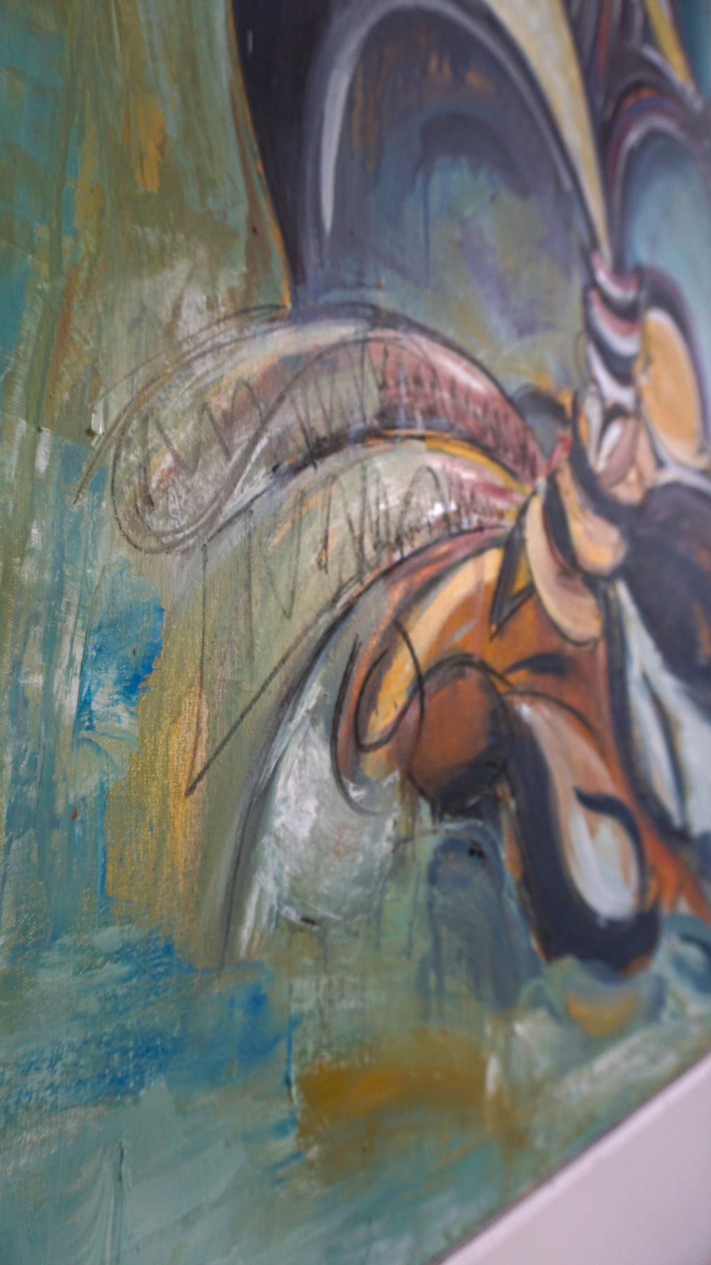 Large Abstract Mid Century Oil Painting by Victoria Atkinson