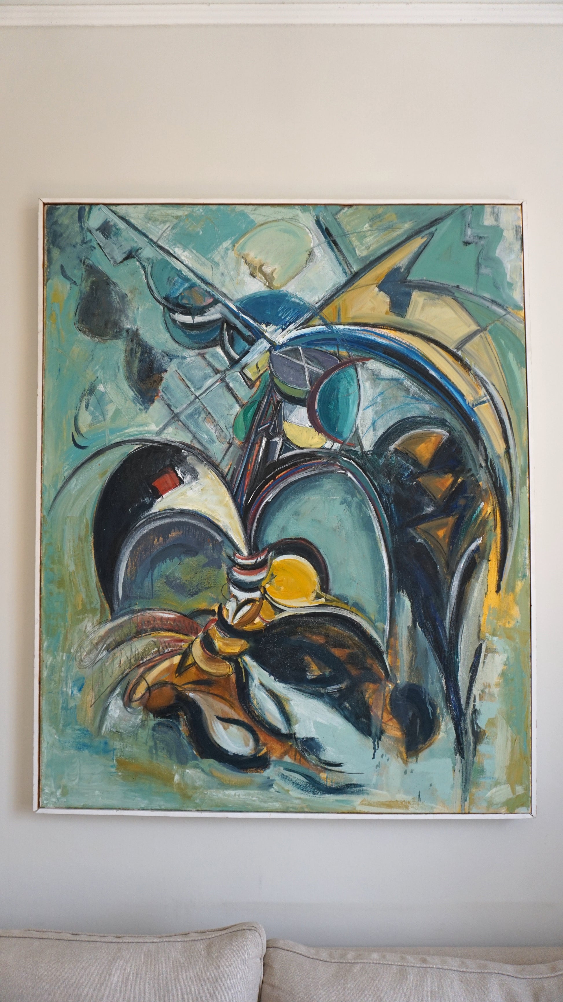 Large Abstract Mid Century Oil Painting by Victoria Atkinson