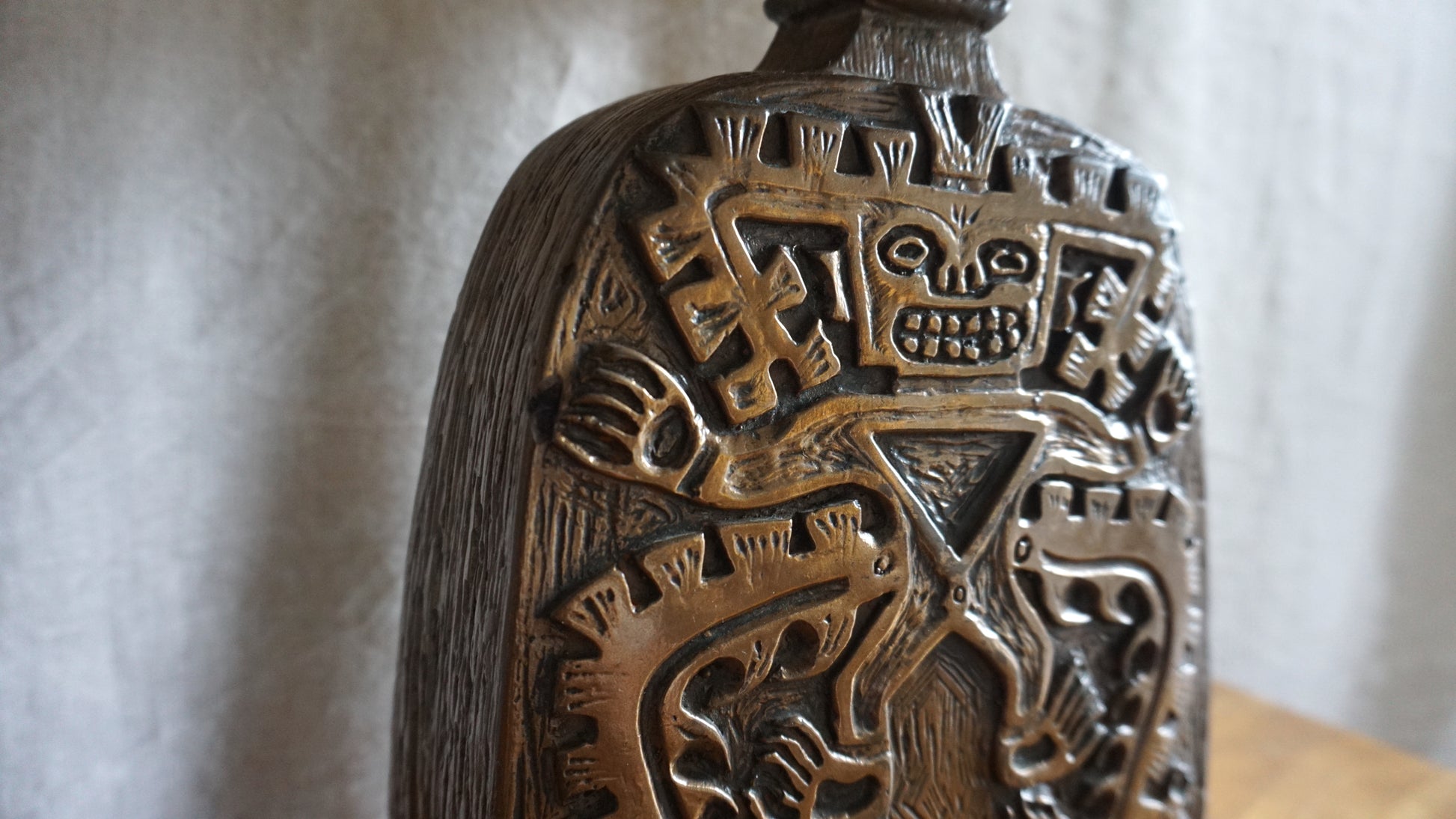 Brutalist Aztec Style 1970s Resin Table Lamp